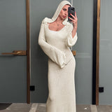 Women Dresses Fall/Winter Slim Hooded Long Sleeve Dress