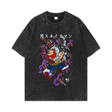 Retro washed old cotton t-shirt men's ONE PIECE loose short sleeves
