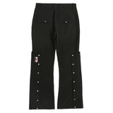 Men Sweatpants Metal Breasted Straight Casual Pants