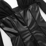 Women Dresses Pu Mesh Leather Skirt Autumn and Winter Short Skirt Xs23255ll (Csm202403)