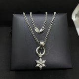 Chrome Hearts Necklace Ch Crowe Small Hexagram Pendant Old Necklace Cross Personality Sweater Chain Versatile Hip Hop Wholesale