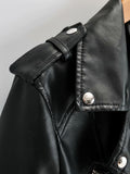 Women Leather Jacket Lapel Punk Hip Hop Tassel Leather Jacket