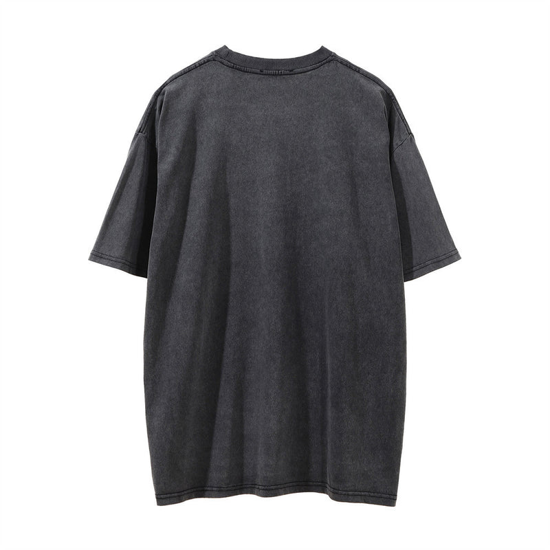 Men Vintage T-Shirt Printed Short-Sleeved T-shirt Men's Ins Washed Distressed T-shirt Summer Loose