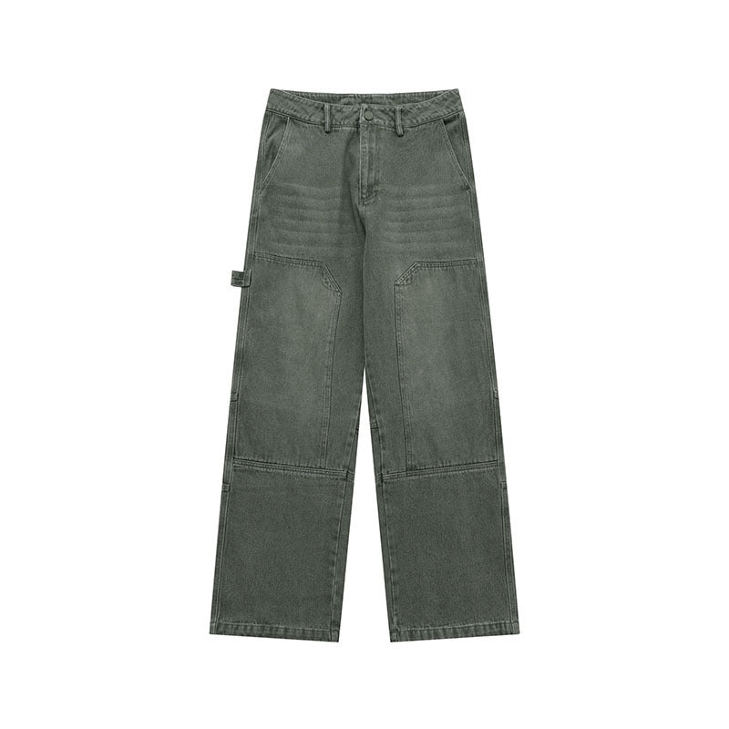 Men Jeans Washed Casual Pants Men's and Women's Straight Wide Leg Jeans Trousers