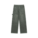Men Jeans Washed Casual Pants Men's and Women's Straight Wide Leg Jeans Trousers