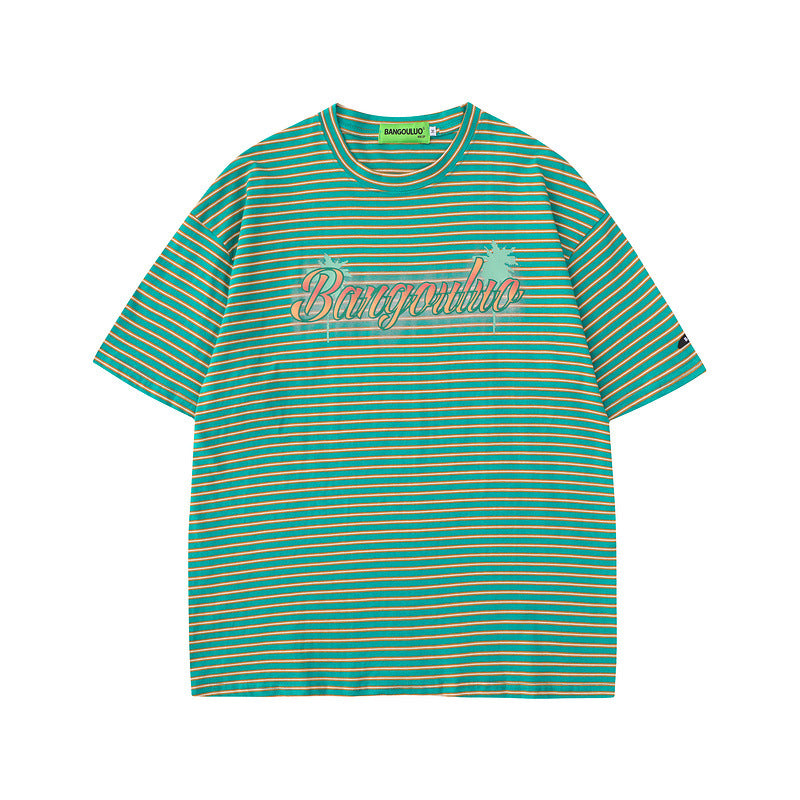Men T Shirt Striped Couple Short Sleeve T-shirt