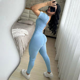 Women Jumpsuit Summer Backless Short Sleeve Jumpsuit (Hawthaw0412)