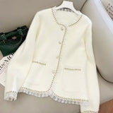 Women Knitwear Autumn and Winter Lace Loose Knitted Cardigan