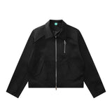 Women Jacket Autumn Zipper Casual Solid Color Polo Collar Pilot Jacket