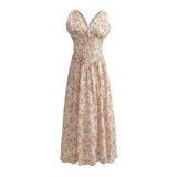 Women Dresses Summer V-neck Dress High Waist Sexy Long Dress (Xds0414)