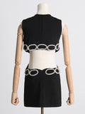 Women Dresses Sexy round Neck Sleeveless Hollow Dress (Qymy0409)