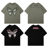 Men T Shirt Butterfly Graffiti Paste Cloth Embroidery Short Sleeve T-shirt