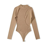 Women Sweater Knitwear Autumn Hollow-out Cross Pullover Long Sleeve round Neck Slim Knitted Jumpsuit