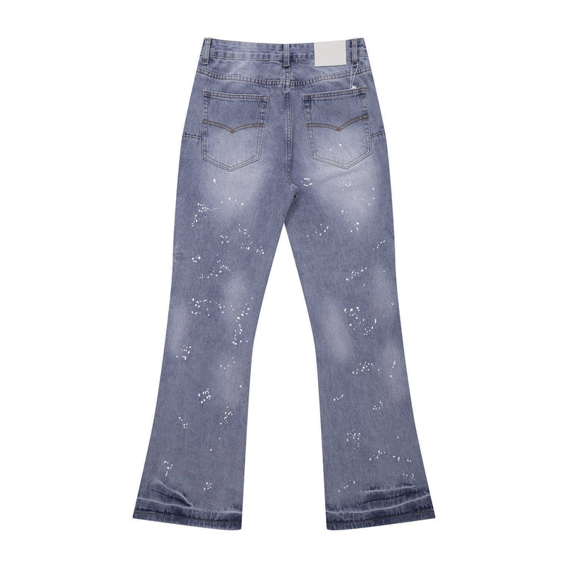 Gallery Dept Jeans with Artistic Ink Splatter and Distressed Flares