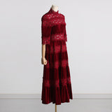 Women Dresses Spring Vintage Embroidered Turtleneck Long Dress (Qymy0409)