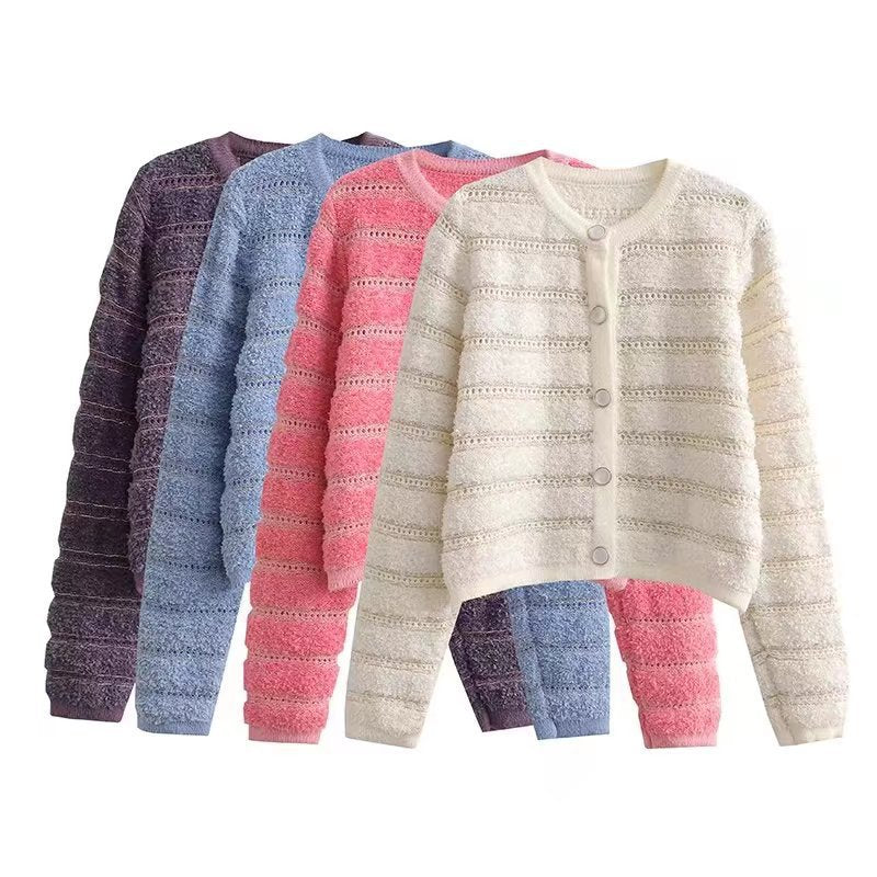 Women Sweater Knitwear Autumn and Winter Sweater Coat Women's Hollow Knitted Cardigan