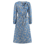 Women Date Dress Autumn and Winter Leisure Floral Print Long Sleeve Dress