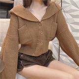 Women Knitwear Fall Winter Hooded Sweater Loose Knitted Cardigan