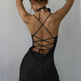 Women Dresses Summer Backless Slit Sling Dress