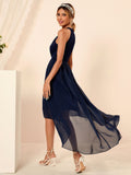 Women Evening Gown Sexy Slim Irregular Chiffon Dress