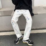 Men Jeans Splash-Ink Jeans Men's Autumn Baggy Straight Trousers Casual Trousers