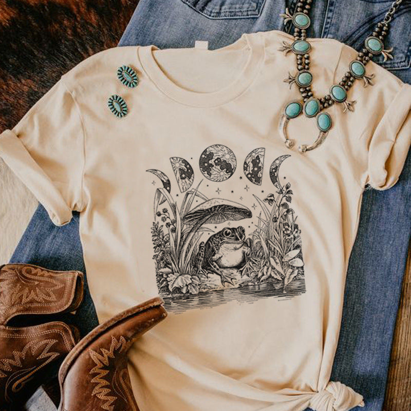T-shirt Women's Short Sleeve Aesthetic Gothic T-shirt Vintage