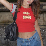 Women T-shirt Summer round Neck Printed Short Sleeve T-shirt Top
