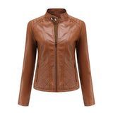 Red Leather Jacket Autumn and Winter Leisure Leather Motorcycle Jacket