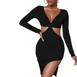 Women Dress Summer Sexy Cutout V-neck Dress