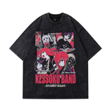 Men T Shirt Hip Hop Print Washed Short Sleeve T-shirt