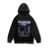 Men Hoodie Butterfly Print Washed Hooded Sweater
