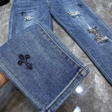 CHH Chrome Hearts Jeans Unisex Casual Loose Rivet Jeans