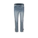 MIJKO Mens Vintage Pants Slim-Fit Zip Wide-Foot Jeans