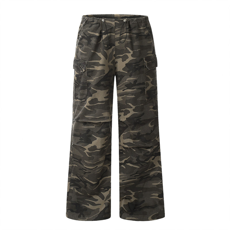 Men Sweatpants Camouflage Workwear Wide Leg Trousers Sports Loose Trousers