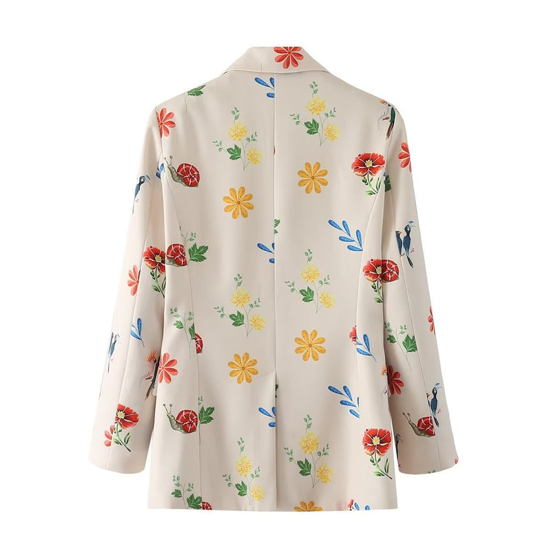 Women's Suits Autumn Leisure Women's Printed Single-Breasted Loose Suit Jacket