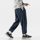 Men Pants Retro Drawstring Pocket Zipper Casual Polar Fleece Sweatpants