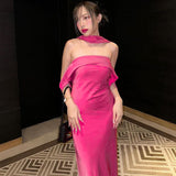 Women Dresses Summer Sexy Backless Zipper Tube Top Dress