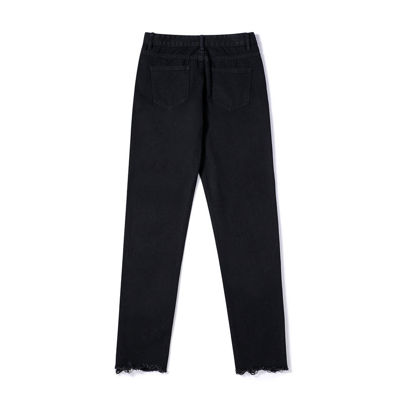 Men Jeans Ripped Black Slim Jeans