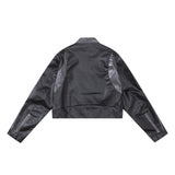 Unisex Jacket Autumn Short Stitching Leather Coat