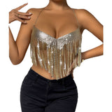 Women Party Tops Sexy Top Short Tassel Backless