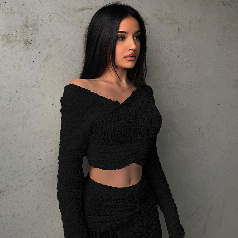 Women Co-Ord Set Spring Long Sleeve Top Skirt Suit