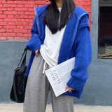Women Knitted Cardigan Hooded Sweater Cardigan Autumn Long Sleeve Loose Knitted Coat