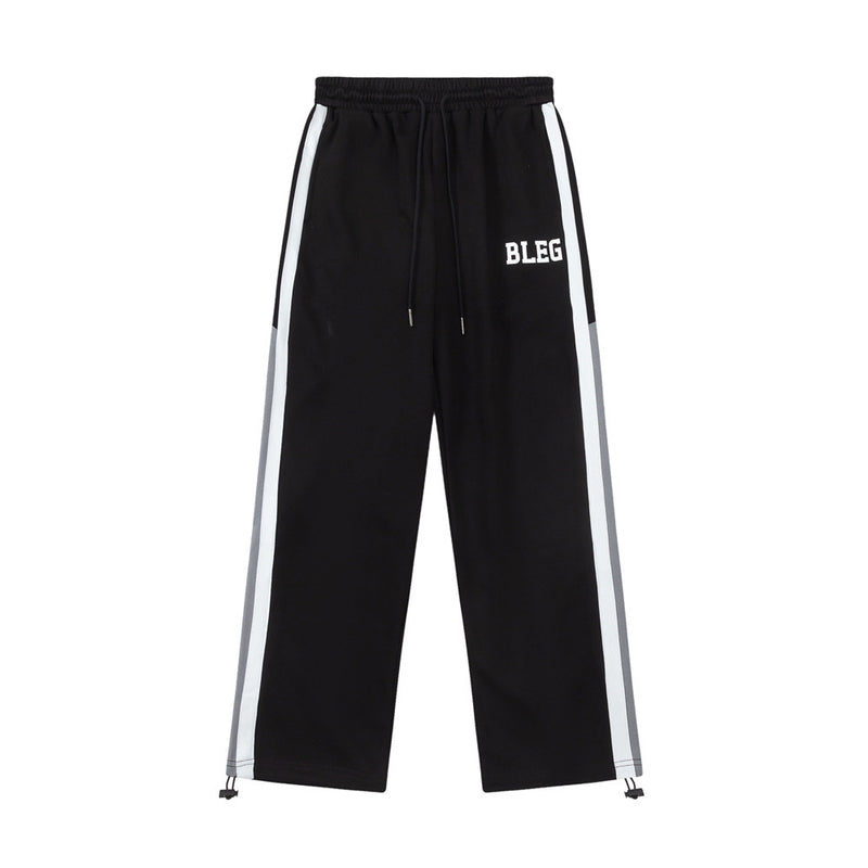 Men Sweatpants Sports Straight Sweatpants Side Striped Stitching Contrast Color Casual Drawstring Pants Pants