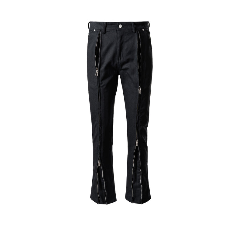 MIJKO Men's Vintage Pants MIJKO Men's Women's Autumn and Winter Zipper Wide-footed Trousers Denim Casual Pants