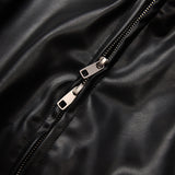Unisex Winter Cotton Coat Lapel Leather Cotton Jacket Retro Loose PU Leather Coat