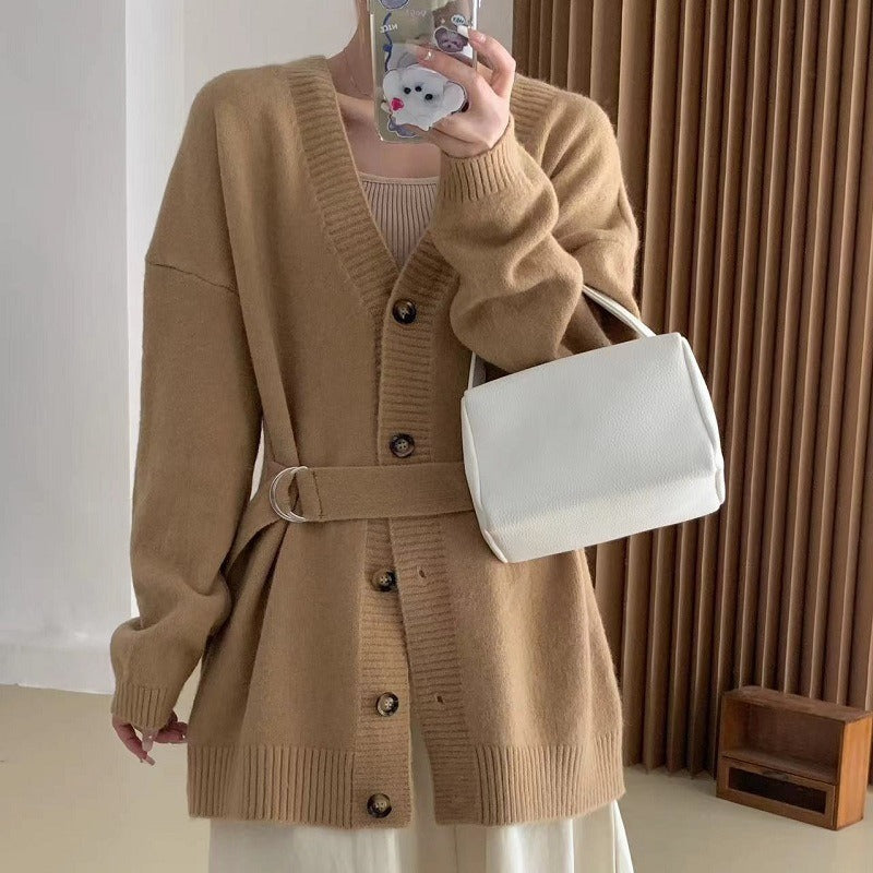 Women Knitwear Fall/Winter V-neck Sweater Coat Loose Knitted Cardigan