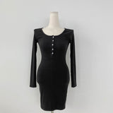 Women Dresses Long Sleeve Dress Open Collar Skirt