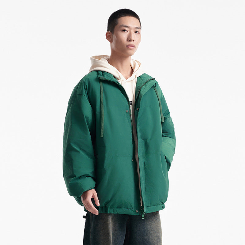 Unisex Winter Cotton Coat Winter Stand-up Collar down Jacket Retro Loose down Jacket