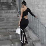 Women Dresses Fall Sexy Hollow Long-Sleeved Dress