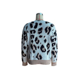 Women Knitted Sweater Autumn Long Sleeve Leopard Print Vintage Sweater